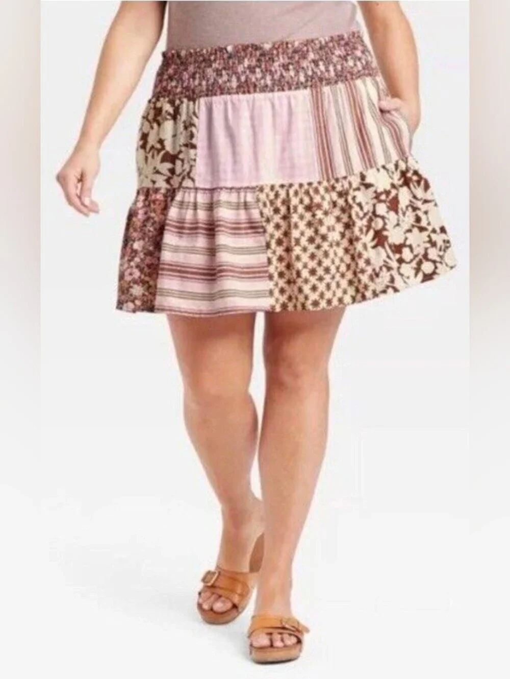 Universal Thread High-Rise Tiered Mini A-Line Skirt